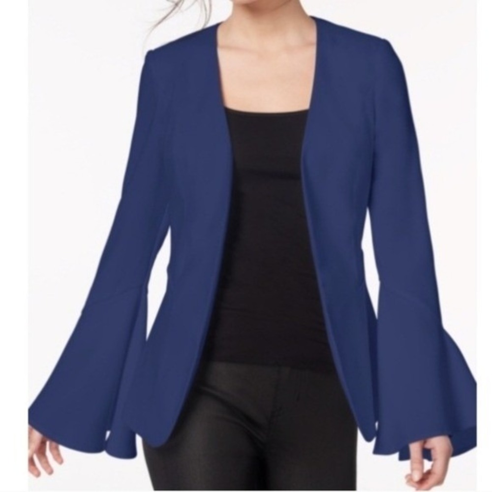 XOXO Royal Blue Flared Sleeve Blazer | Open Front Statement Jacket‎ | Size M